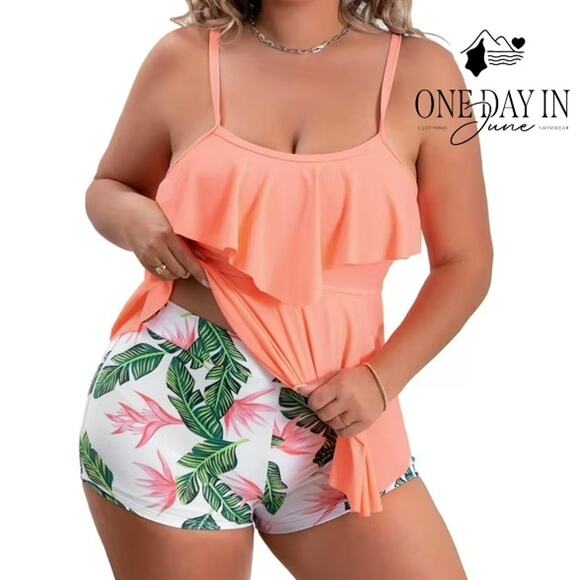 B2Prity Plus Size Boyshort Flounce Bikini Swimsuit Size 5X - Picture 1 of 6
